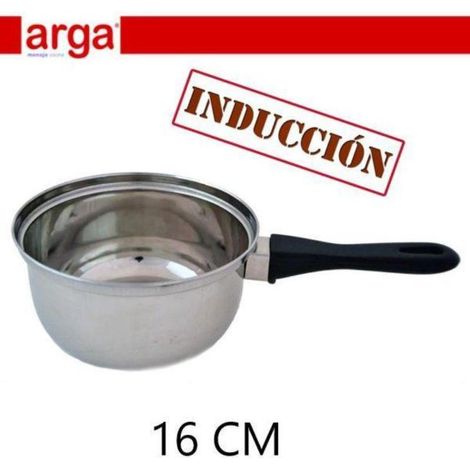 16 cms cazo cacillo economico inoxidable para induccion con mango negro arga