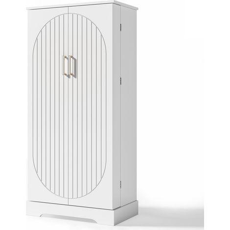 Armario de cocina alto 60 x 35 x 128 cm blanco con luz LED y baldas ajustables HOMVRA (1/5)