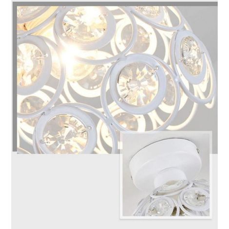 Blanc 20cm Moderne Industriel Plafonnier Métal Creux Lampe Cristal DIY Lustre pour Salon Chambre Café Bar Restaurent Salle à Manger (1/4)