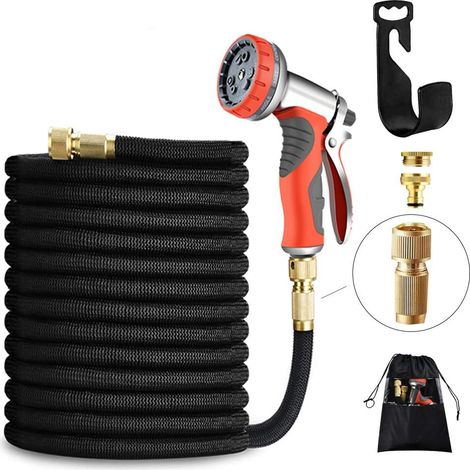 Tuyau d’arrosage Extensible 75ft/23m, Rétractable à 9 Modes, Pistolet d’arrosage en Laiton, Tuyau d’Eau pour Jardin, Lavage de Voiture et Douches des Animaux (1/5)