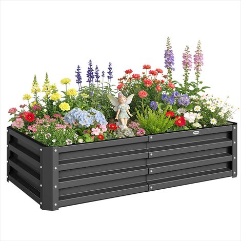 Porte-plantes en acier galvanisé gris 120 x 60 x 30,5 cm (1/5)