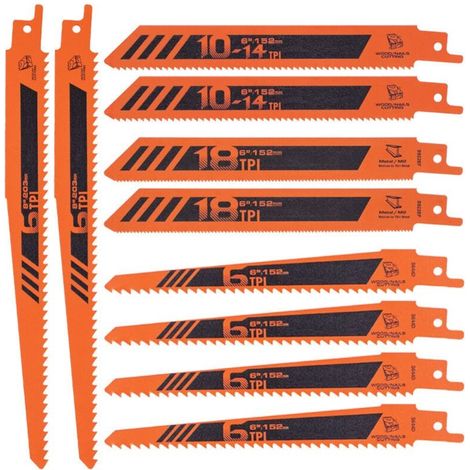 Ensemble de 10 lames pour scie alternative, lames pour la coupe du métal et du bois.