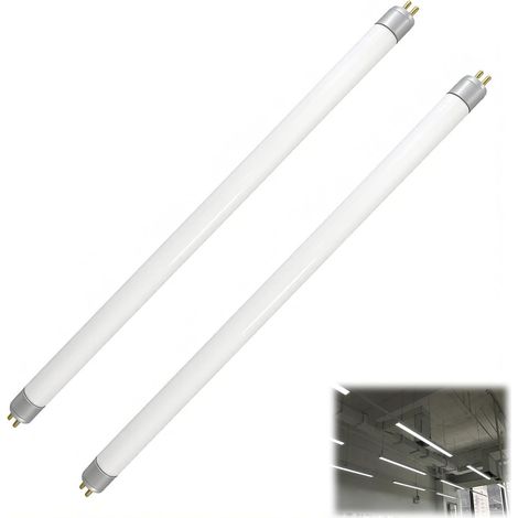 Lot de 2 Tubes Fluorescents T5 8W 300mm Blanc Froid 6000K – Culot G5, 560 lm, Non Dimmable, Tube de Remplacement pour Armoire de Salle de Bain, Cuisine, Garage et Placard (1/5)