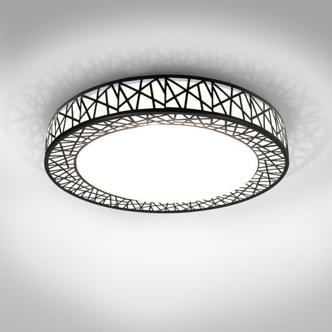 Plafonnier LED encastré de 33 cm, 36 W moderne proche des plafonniers, plafonnier à profil bas 6000 K pour cuisine, chambre, couloir, noir (1/5)
