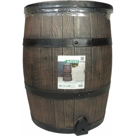 Récupérateur d'eau de pluie 120L – Aspect bois – Dimensions 50,5x66 cm – Robinet inclus – Polyéthylène traité anti-UV – Nature