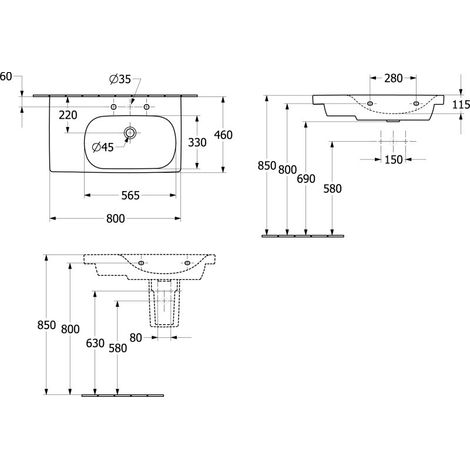 Villeroy & Boch 5A52R1R1 ArmoireWT Skyla 5A52R1 800x460mm