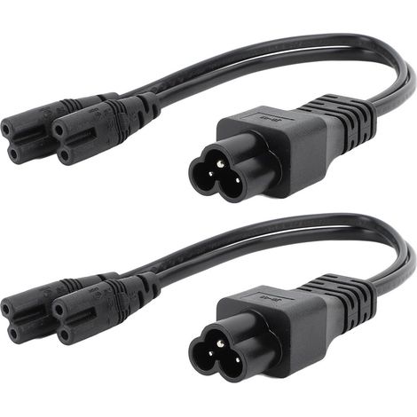 Cordon d'alimentation 1 Entrée 2 Sorties C6 vers Double C7 Répartiteur IEC320 Y pour Haut-Parleur, Moniteur, Adaptateur pour Ordinateur Portable 0, (1/5)