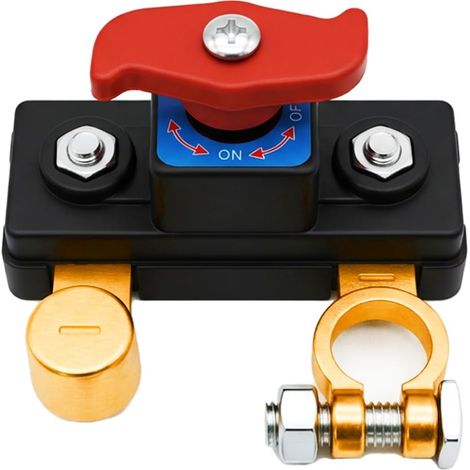 Einstellbarer Batterietrennschalter aus massivem Messing für 12 V, 24 V und 48 V, Minuspol-Batterietrennschalter, Batterietrennsteuerung für Wohnmobile, Lkw, Boote, Traktoren, Entladeschutz