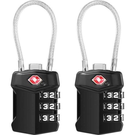 Paquete de 2 candados para maletas, candados para maletas de avión, candados de combinación de 3 dígitos para equipaje, taquillas de viaje para viajes al aire libre, equipaje, camping, taquilla -Crezu