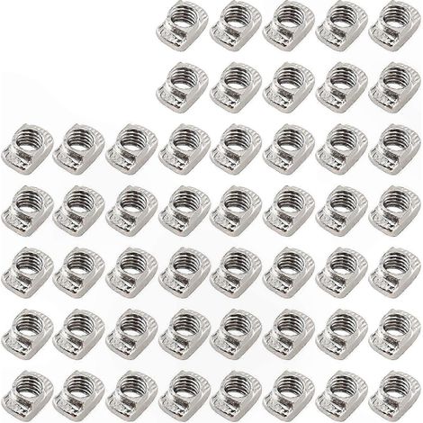 50 Vierkant-T-Nutensteine für Aluminiumprofile, Gleitbefestigung für T-Nut, Packung mit 50 Stück, T-Kopfschrauben, industrielle Befestigungselemente. (1/5)