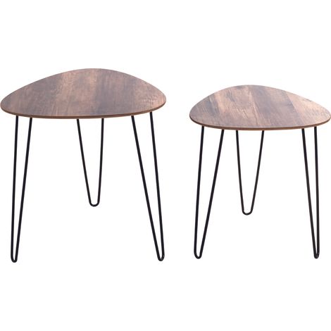 Lot de 2 tables d'appoints coloris noir-chêne (1/5)