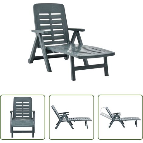 Chaise longue jardin - Chaise longue pliable Plastique Vert (1/5)