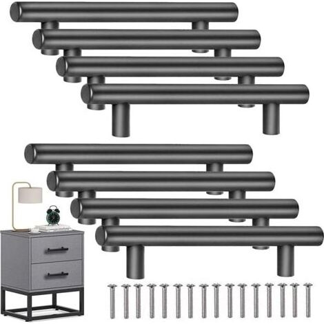 PCS T- Bar Bâton Cuisine Porte Poignées Tire Avec Vis(150MM), Acier Inoxydable Poignee de Meuble Cuisine Espacement des Trous de 96 mm, pour Porte d'armoire Poignées de Porte de Cuisine, le noir (1/5)
