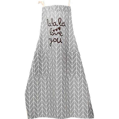 Tablier de cuisine imperméable unisexe réglable lavable en machine avec 2 poches pour homme et femme Gris (1/5)