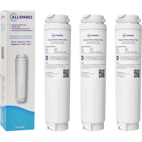 Filtri per l'acqua AllSpares (3 pezzi) per frigorifero, compatibili con Bosch, Siemens, Neff UltraClarity 11034151 / 11028820 / KB1000 (1/5)