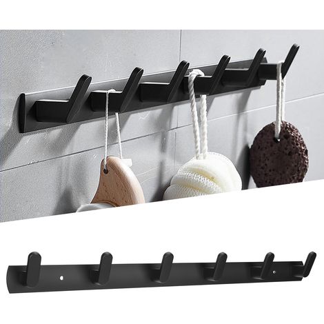 Wandmontierte Aluminium-Garderobe mit 6 stabilen Haken (27 kg) für Badezimmer und Schlafzimmer (1/5)