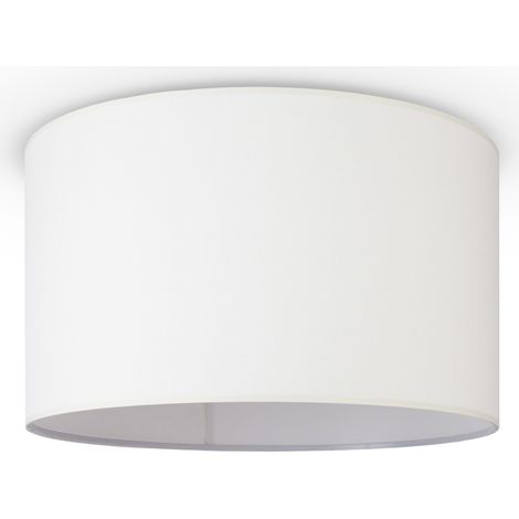 Paco Home Pendellampe Wohnzimmer Deckenleuchte Stoff Lampenschirm Modern Einfarbig Rund Deckenleuchte - Weiß, Weiß (Ø45.5 cm)