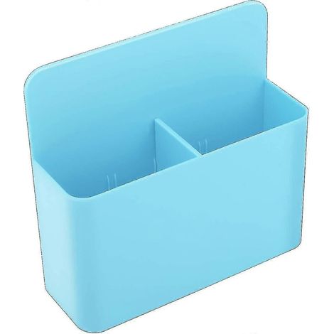 Boîte de rangement magnétique, porte-crayons pour tableau blanc, fournitures scolaires, organiseur à 2 compartiments pour réfrigérateur, casier, surfaces magnétiques - Bleu (1/5)