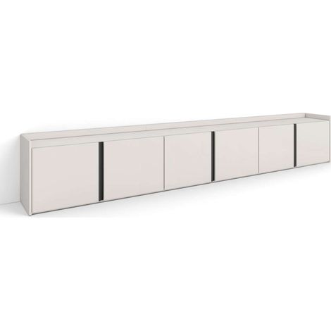Mueble TV Churriana-02 de 309x50x35 cm con almacenamiento, clásico intemporal, color beige (1/4)