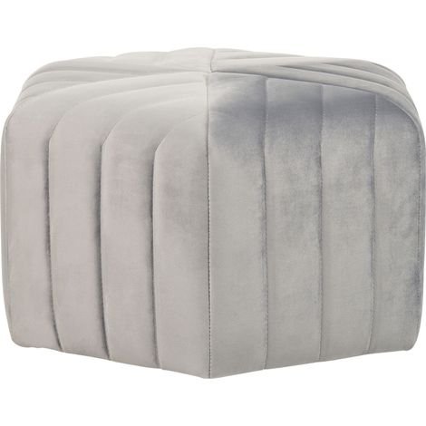 Pouf Décoratif Rembourré en Forme d'Hexagone en Velours Gris Murietta (1/5)
