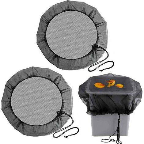 2PCS Filet de Protection pour Tonneau de Pluie,95cm Filet pour Citerne de Pluie avec Cordon de Serrage pour Anti-poussière, Anti-caduques, Anti-Moustique-Noire (1/5)