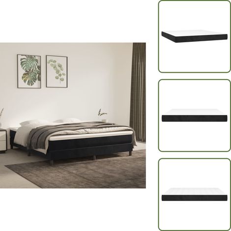 Matelas de lit à ressorts ensachés Noir 180x200x20 cm Velours - Matelas - Matelas À Ressorts Ensachés - Matelas Velours - Matelas Double - Literie (1/5)