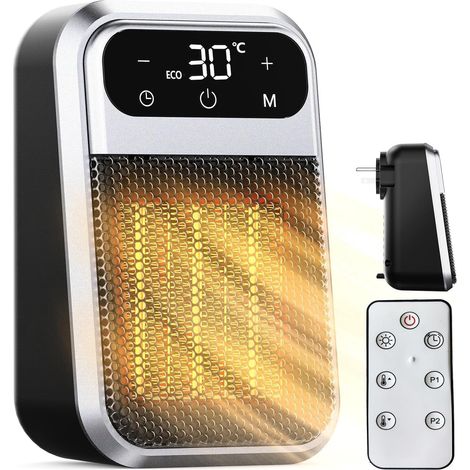 Chauffage soufflant à brancher avec télécommande, mini chauffage soufflant en céramique pour salle de bain, économe en énergie, chauffage silencieux, radiateur radiant de 800W (1/5)