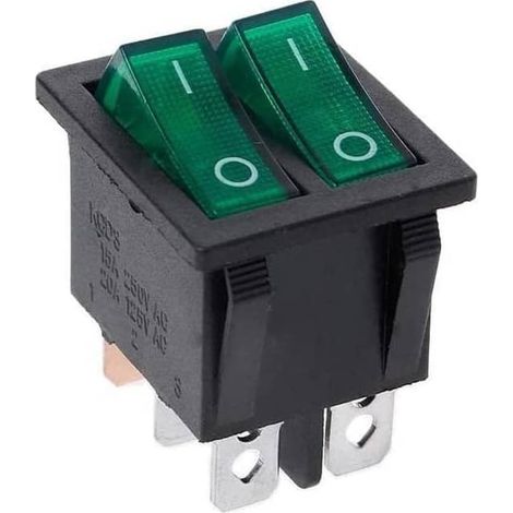 Interruptor doble basculante ON-OFF SPST 6 vias Verde 16 A (1/3)