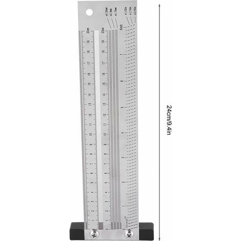 Ultra Precision Marking Ruler, Metric Version in Stainless Steel, Woodworking Marking Ruler, High Precision Square T-Square Gauge Tool (8 Inch) (1/4)