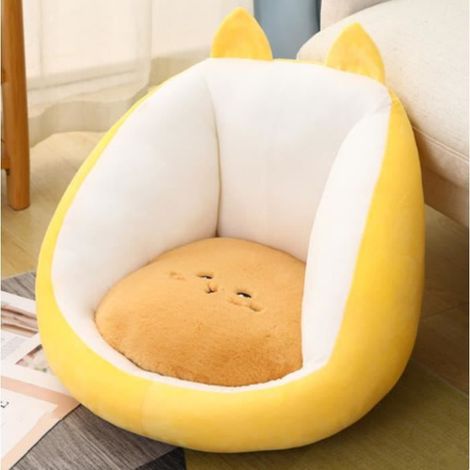 Kalavika Coussin de Chaise Enfant Fauteuil en Velours Comfortable Antidérapant pour Sol Chaise Jardin Beige 40 30cm, Jaune (1/4)