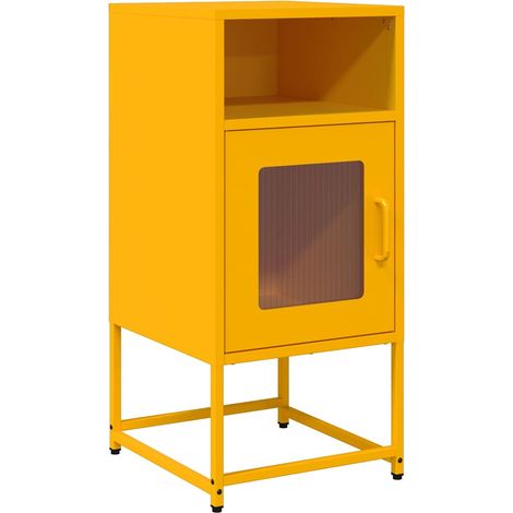 Maison Exclusive - Comodino Giallo Senape 36x39x78 cm in Acciaio Laminato a Freddo