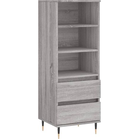 Aparador buffet cómoda mueble almacenaje organizador cocina salón salón alto Sonoma 40 x 36 x 110 cm madera contrachapada gris 020035359