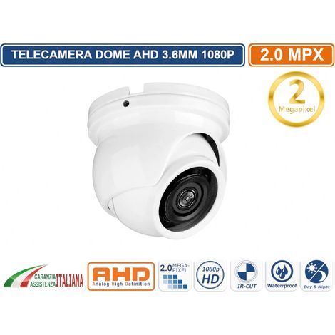 TELECAMERA VIDEOSORVEGLIANZA MINI DOME AHD 3.6mm 2MP FULL HD 1080P IR CUT IP66 (1/4)