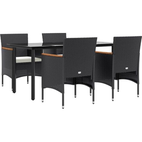 vidaXL 5 Piece Garden Dining Set with Cushions Black (1/5)