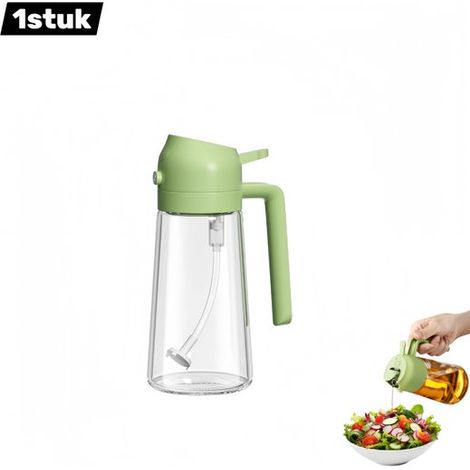 flacon pulvérisateur d'huile portable, double fonction, distributeur et verseur, en Verres , pour usage domestique, réducteur de graisse, vert, 470 ml (1/5)