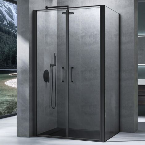 Mai & Mai Duschkabine Duschabtrennung mit Drehtür 75x140x195cm Hebe-Senk-Mechanismus 8mm ESG-Sicherheitsglas Nano-Beschichtung Rav66 Schwarz