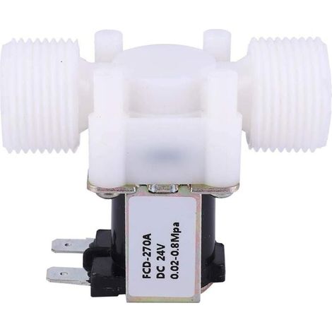 Vtizikl Électrovanne Électrique Unidirectionnelle en Plastique G3/4 NC Vanne Électromagnétique à Filetage Mâle d'Entrée d'Eau Normalement Fermée(DC24V)