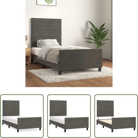 Kopfteil - Bettgestell ohne Matratze Dunkelgrau 100x200 cm Samt (1/5)