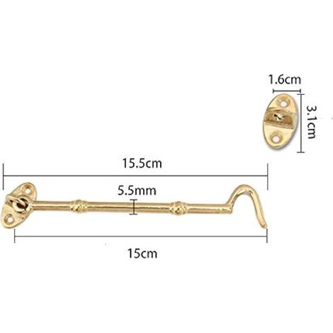 Crochet et œillet BETOOL, 1 loquet de fenêtre, verrou de porte de cabane en laiton, support silencieux pour abri de jardin, portail ou porte de garage, fenêtres (1/3)