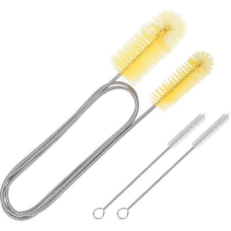 Tuyau Brosse de Nettoyage, 3 Pièces Brosse Flexible Double Tête en Acier Inoxydable et Nylon, pour Tuyau d'Eau Filtrante, Aquarium, Cuisine, Salle de Bain (1/5)