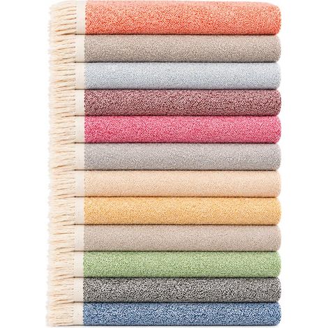 Plaid Polyvalent de Conception Moderne Couette pour lit et canapé Vert Housse de Couette canapé 170 x 260 cm Largeur par Hauteur avec des Franges (1/5)