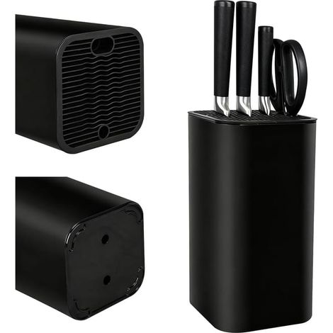 Range Couteaux de Cuisine, Noir, Range Couteaux de Cuisine Universel Vide Avec 21 Emplacements et Système de Drainage, Bloc Couteaux Cuisine Vide po (1/5)