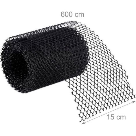 Grillage De Gouttière - 600x15 Cm - Lot De 2 - Plastique Flexible - Noir - 12 M (1/4)