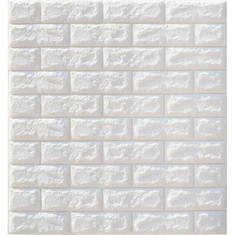 1PC 3D Sticker Autocollant Mural - Bricolage Brique Mousse Papier Peint Imperméable - 70x38.5CM - Blanc Sasicare (1/5)