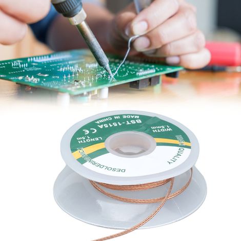 Câble de dessoudage à faible résidu et sans nettoyage, mèche de dessoudage de 1,5 m mèche de dessoudage en corde haute résistance, 1,5 mm. (1/5)