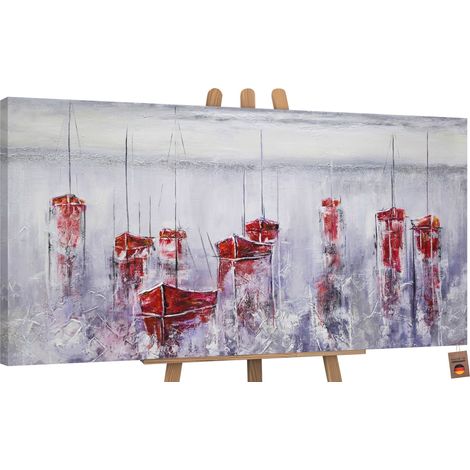 Gemälde Stiller Hafen auf Keilrahmen 160x80 cm (1/5)