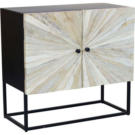 Mobile credenza madia piccola da interno soggiorno camera da letto in legno di mango con struttura in metallo Linea Elegance
