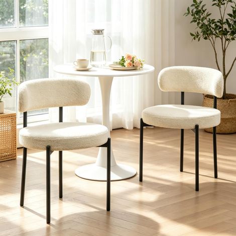 Ensemble de 2 chaises de salle à manger, chaises avec dossiers en tissu et pieds en acier (2 chaises de salle à manger seulement incluses) (1/5)