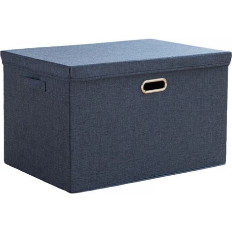 Boîte De Rangement Avec Couvercle - Tissu Coton Et Lin - Pliable - Poignée Métallique Coulissante - Pour Vêtements Chaussures Jouets - 1 Pièce (1/5)