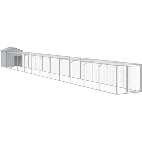 Maison Exclusive - Pollaio Area Corsa Grigio Chiaro 117x1221x123cm Acciaio Zincato